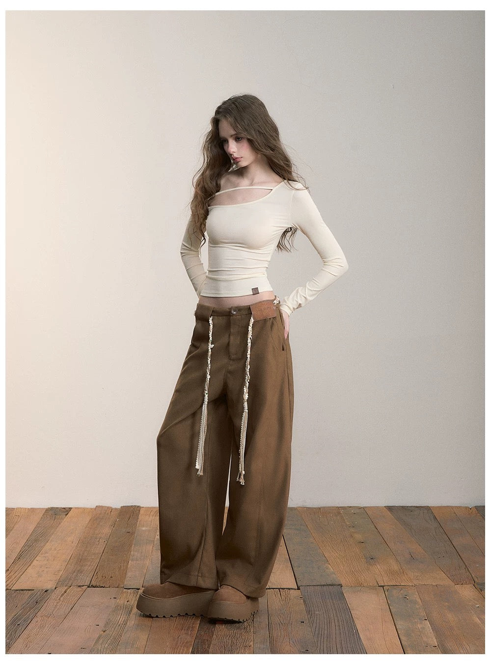 VIA PITTI V24DP253 Casual loose curved knife pants