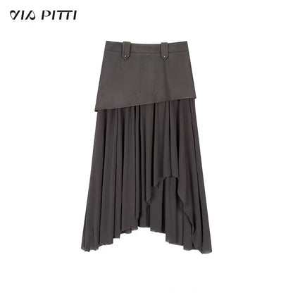 VIA PITTI VIACS559 Irregular patchwork retro midi skirt