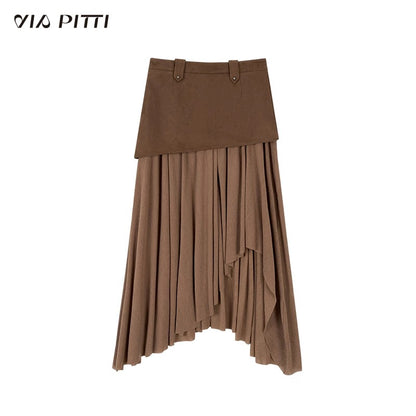 VIA PITTI VIACS559 Irregular patchwork retro midi skirt