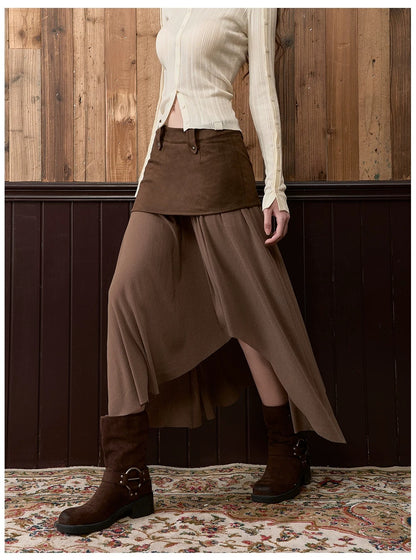 VIA PITTI VIACS559 Irregular patchwork retro midi skirt