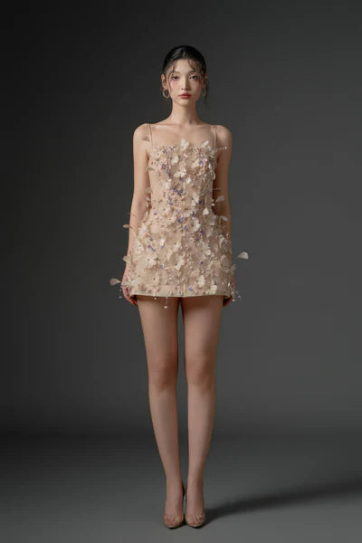 21SIX Dulfine Tulle Feather Flower Dress