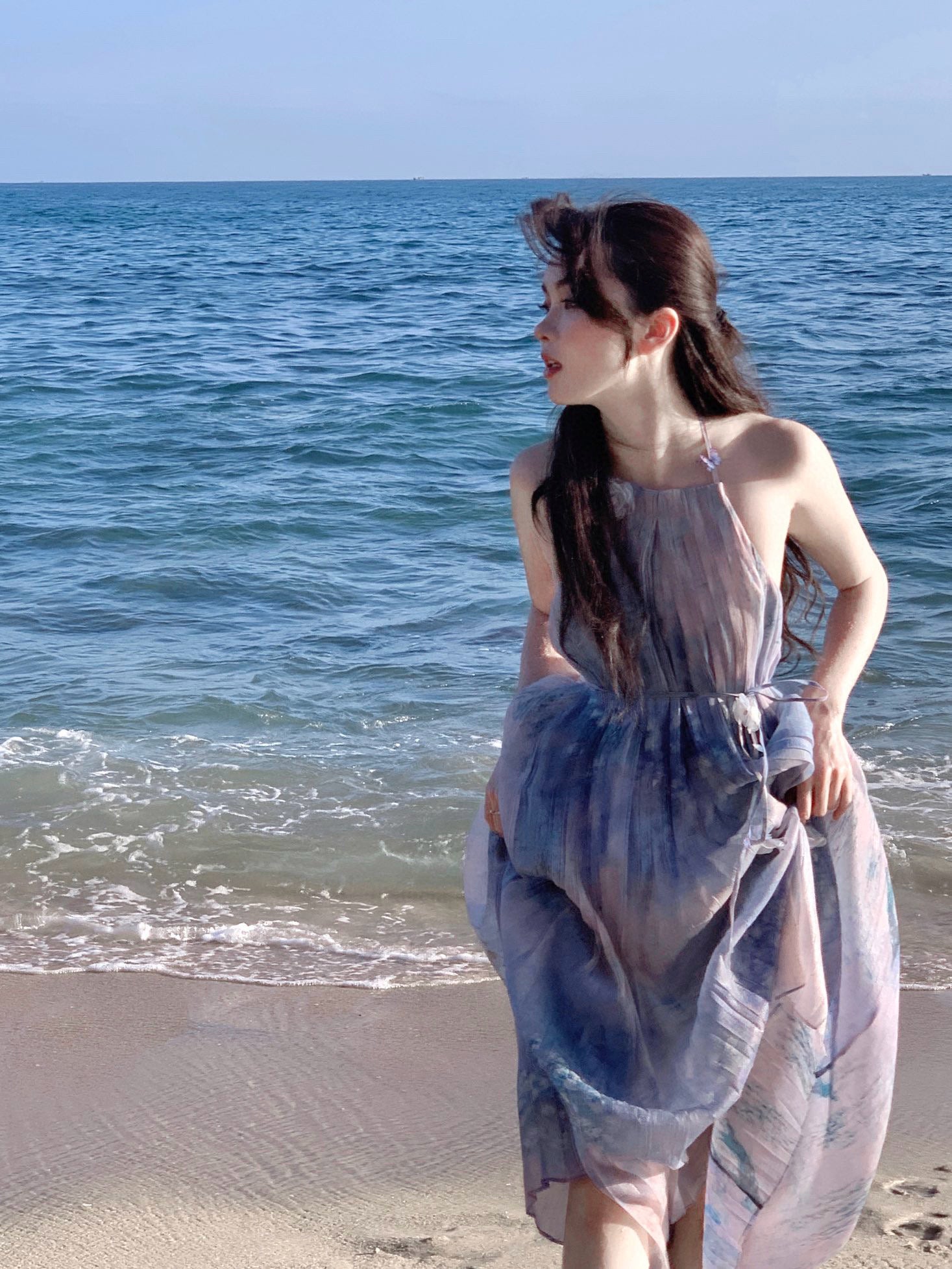 Kingwen Lotus vacation style gradient maxi dress