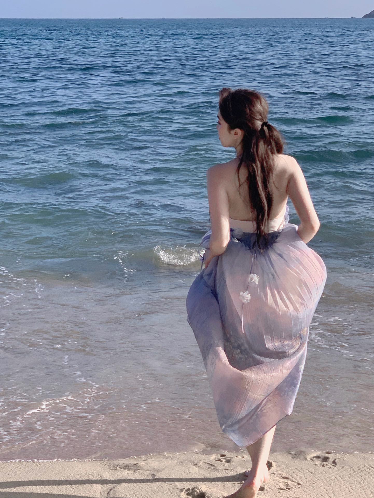 Kingwen Lotus vacation style gradient maxi dress