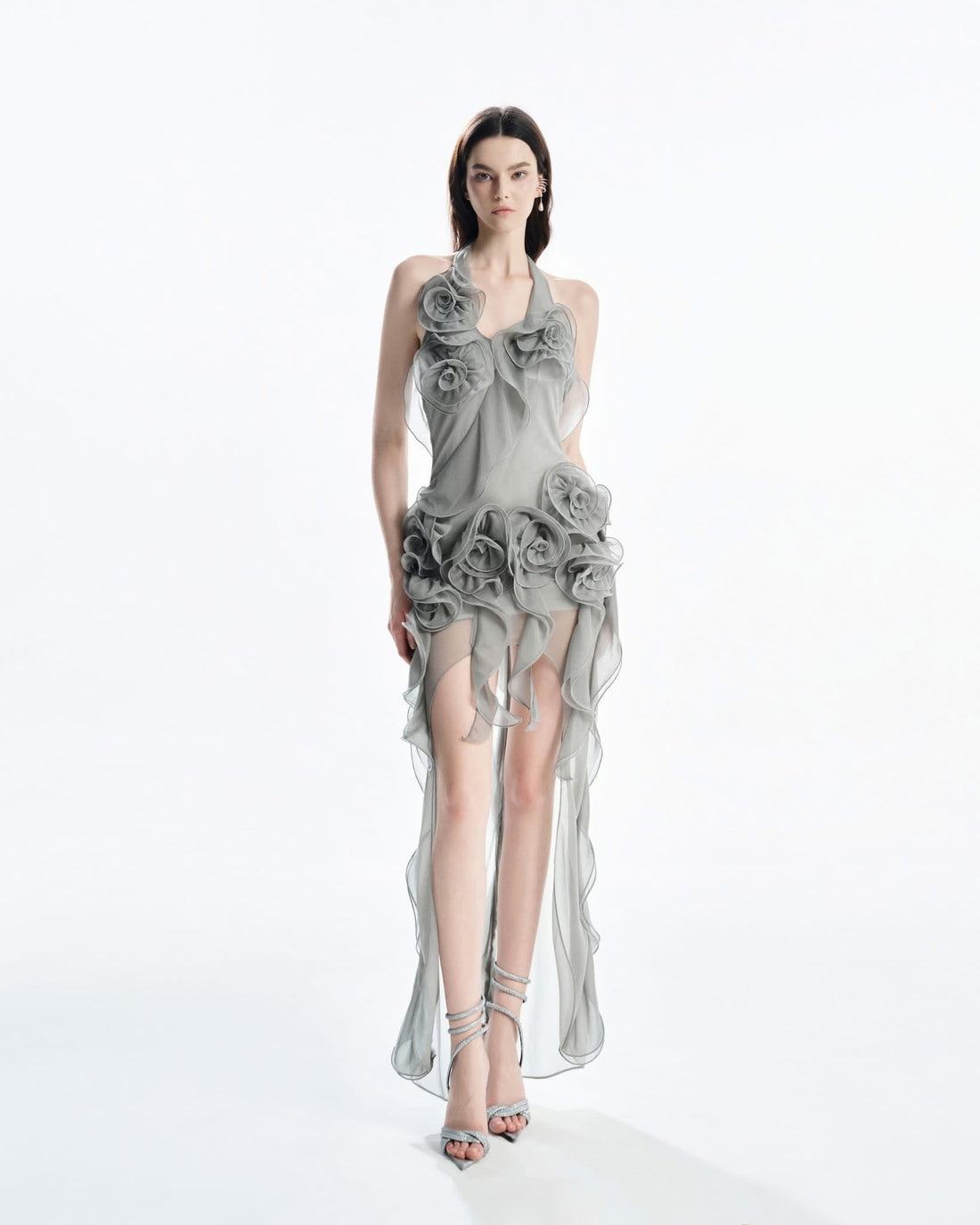 MUST HAVE 3D Floral Wrap Dress (Grey)