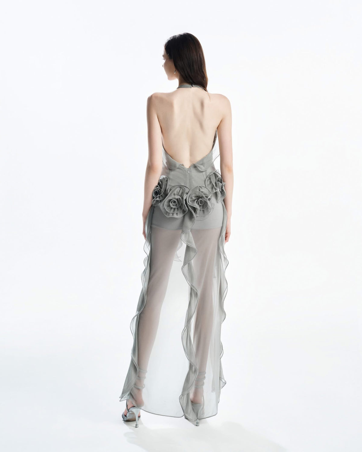 MUST HAVE 3D Floral Wrap Dress (Grey)