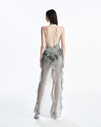 MUST HAVE 3D Floral Wrap Dress (Grey)
