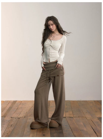 VIA PITTI V24DP594 Splicing hemline sweatpants