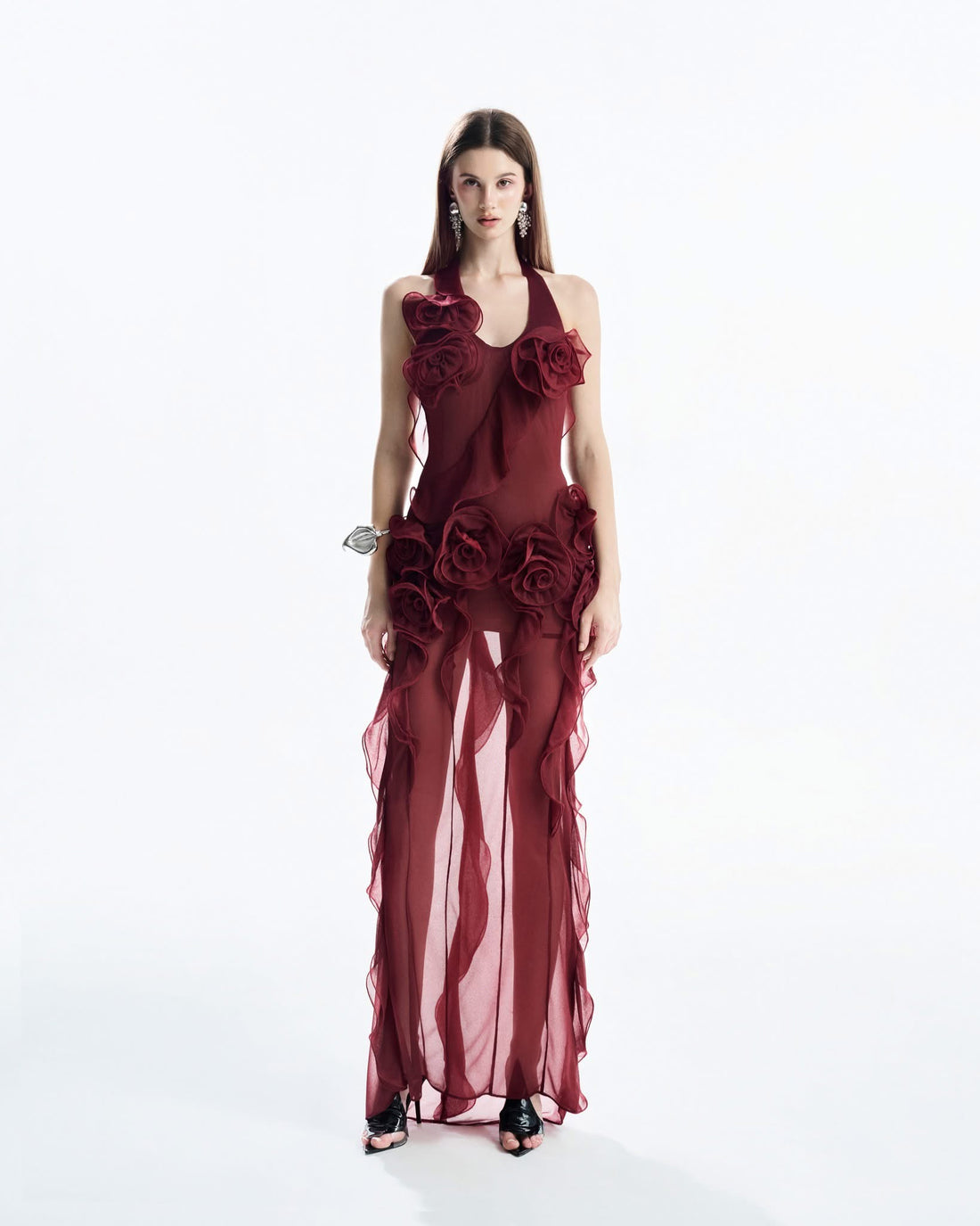 MUST HAVE 3D Floral Wrap Dress (Red)