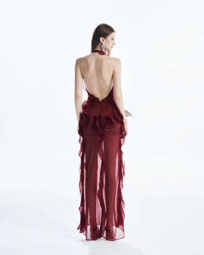 MUST HAVE 3D Floral Wrap Dress (Red)