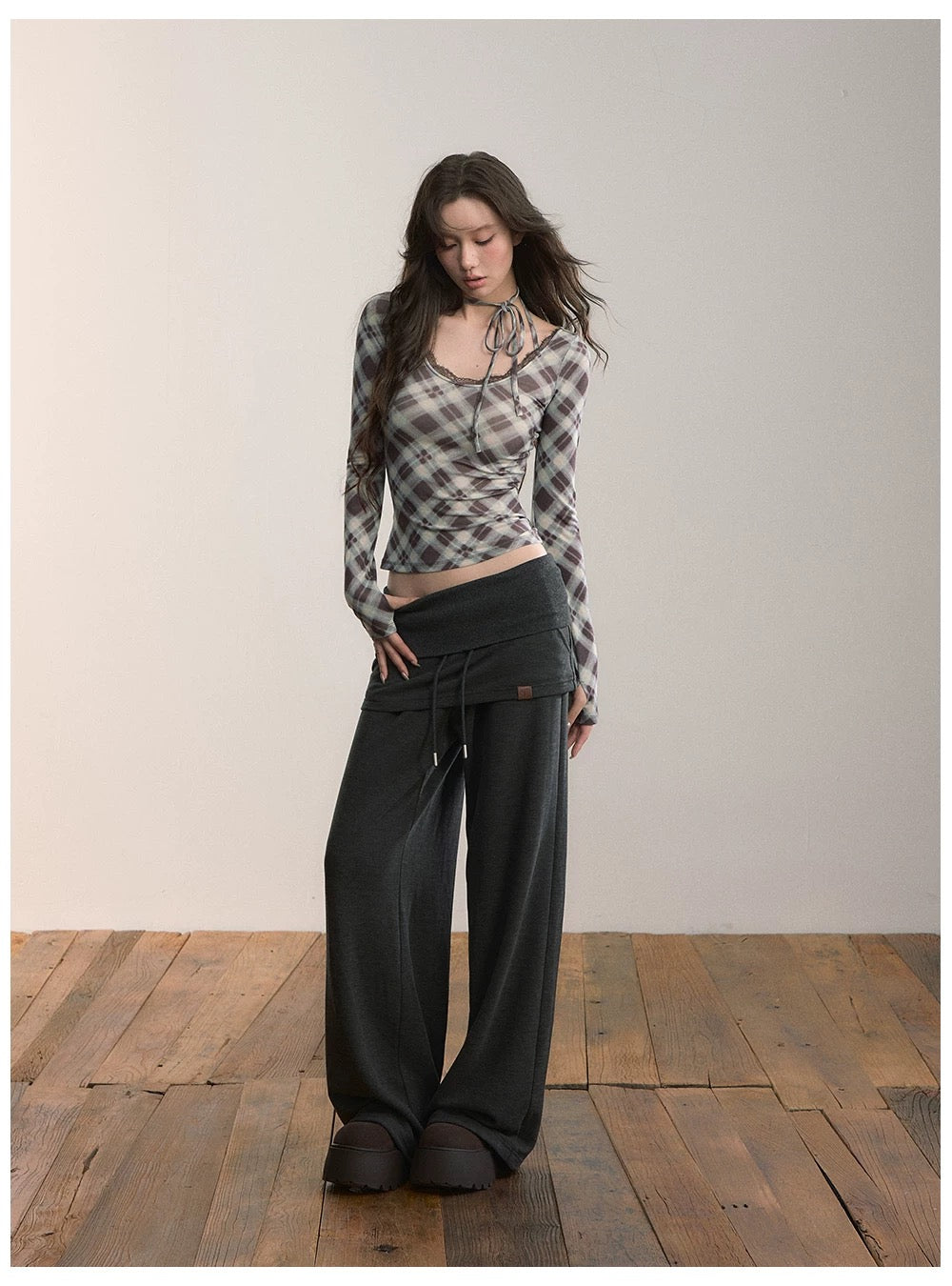 VIA PITTI V24DP594 Splicing hemline sweatpants