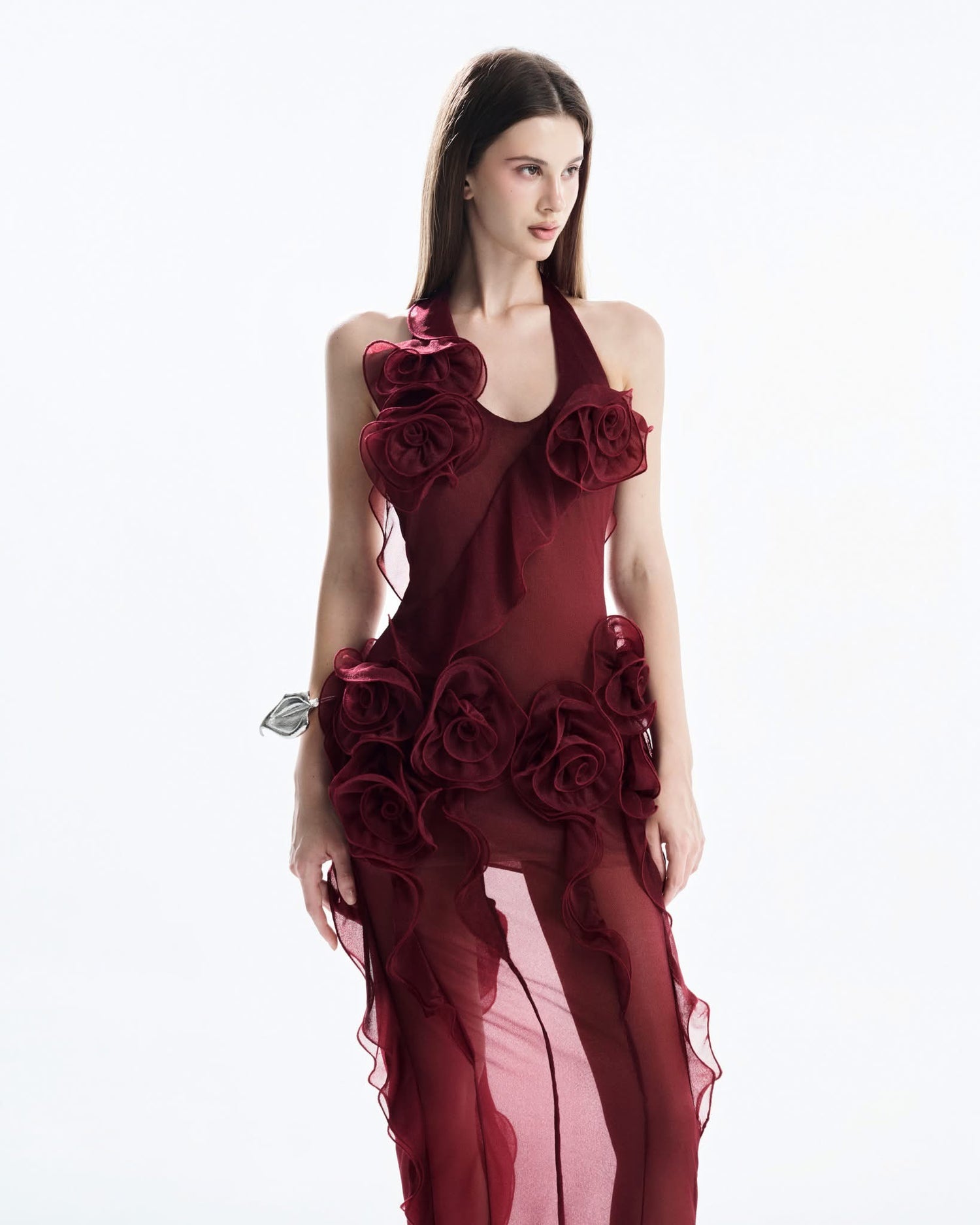 MUST HAVE 3D Floral Wrap Dress (Red)