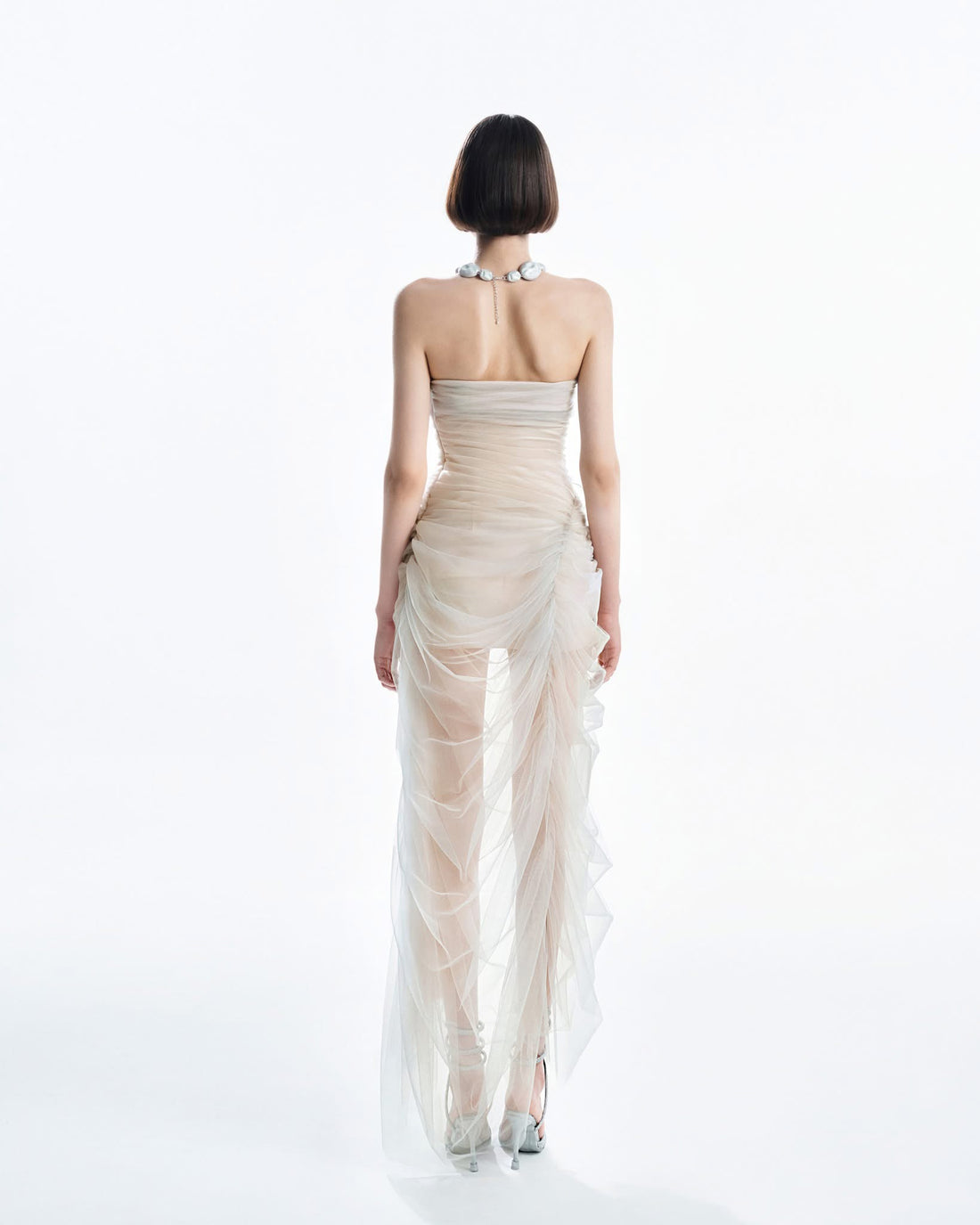 MUST HAVE Strapless Color-Blocked Mesh Dress