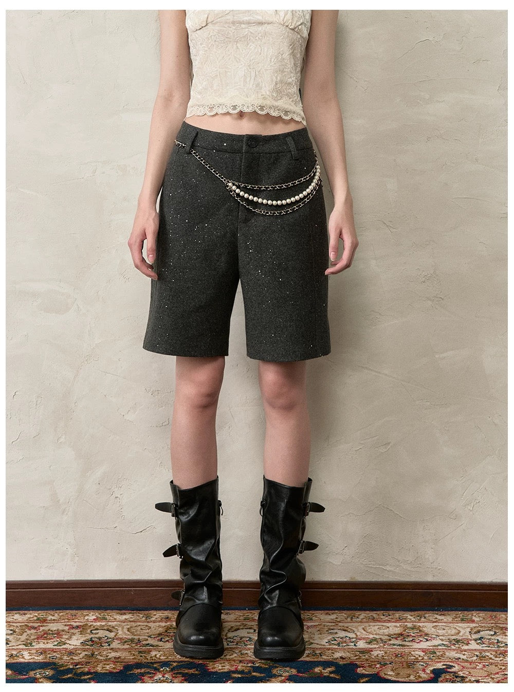 VIA PITTI VIACC555&amp;VIACP560 Sparkling loose scarf jacket + mid-length pants