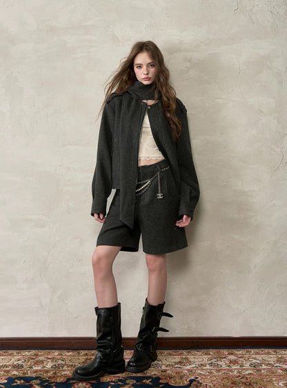 VIA PITTI VIACC555&amp;VIACP560 Sparkling loose scarf jacket + mid-length pants