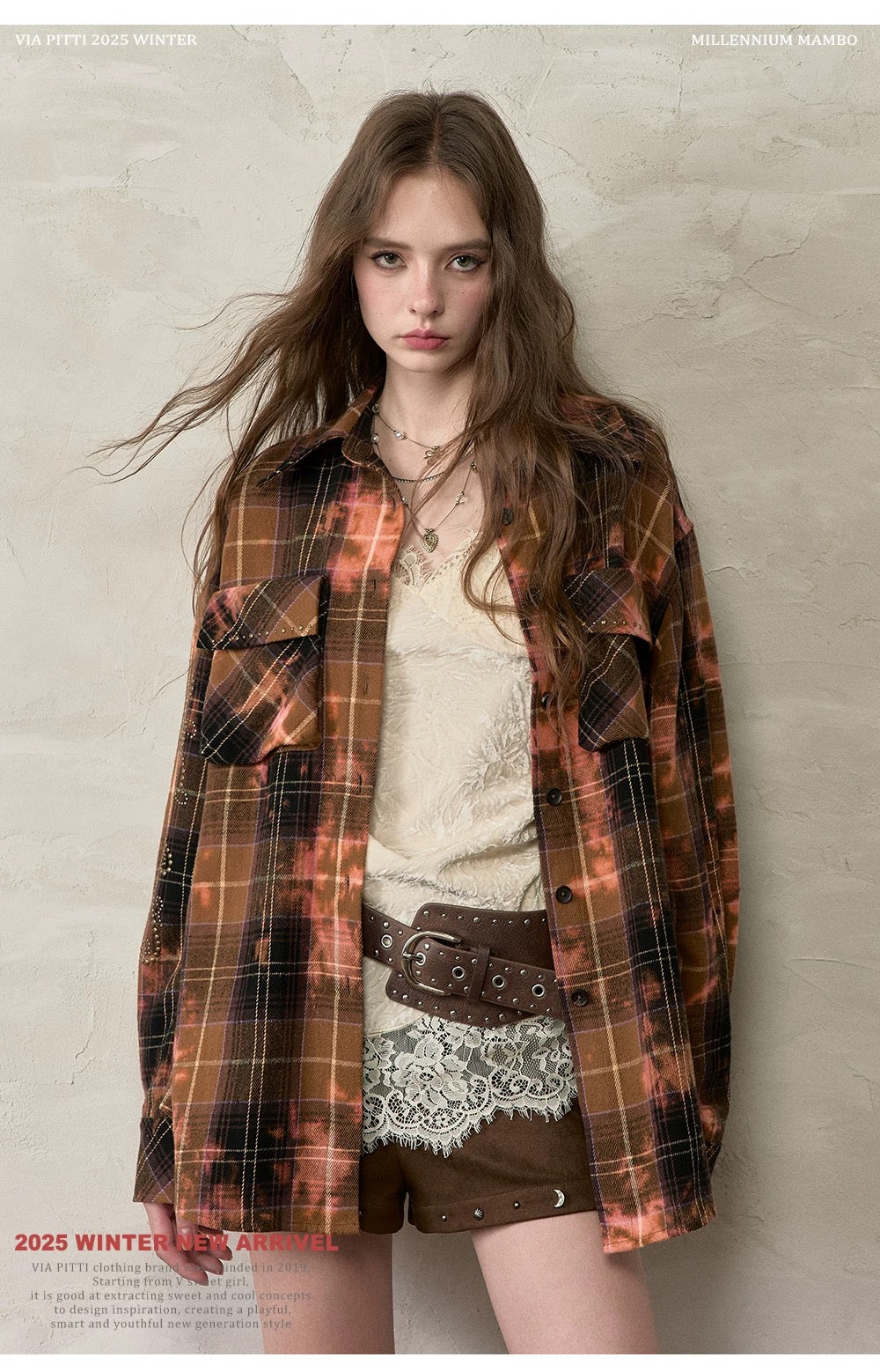 VIA PITTI VIACTP510 Loose rivet checkered shirt