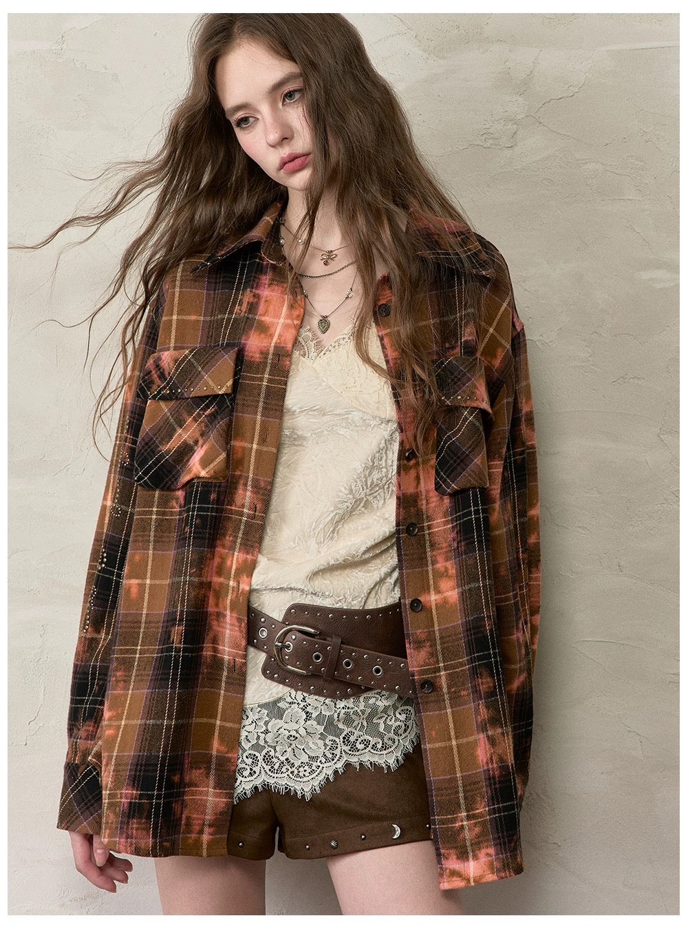 VIA PITTI VIACTP510 Loose rivet checkered shirt