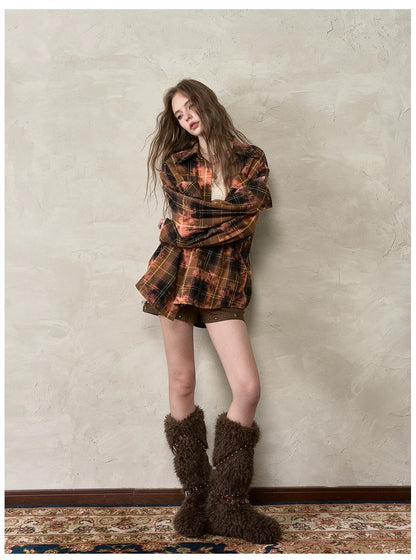 VIA PITTI VIACTP510 Loose rivet checkered shirt