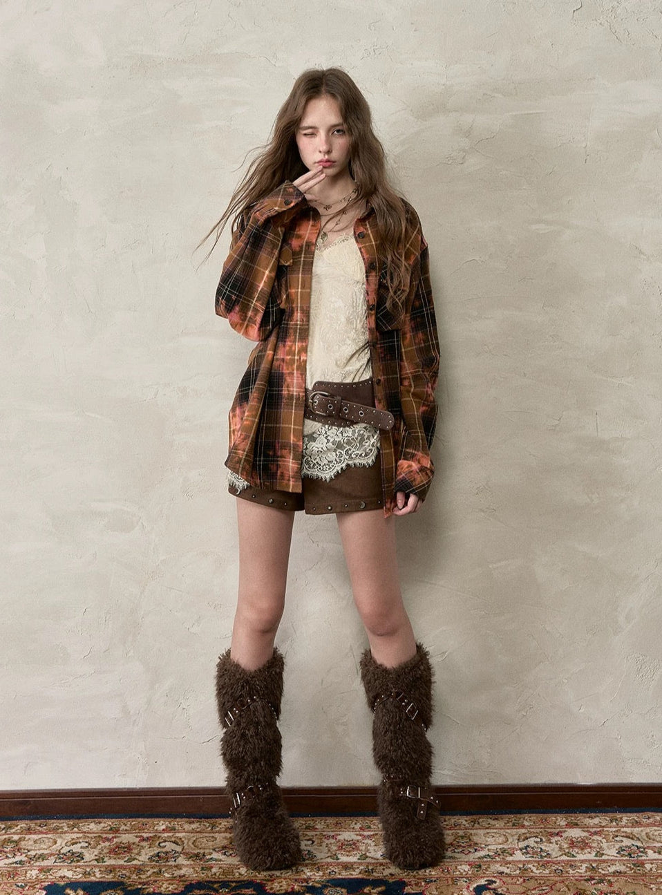 VIA PITTI VIACTP510 Loose rivet checkered shirt