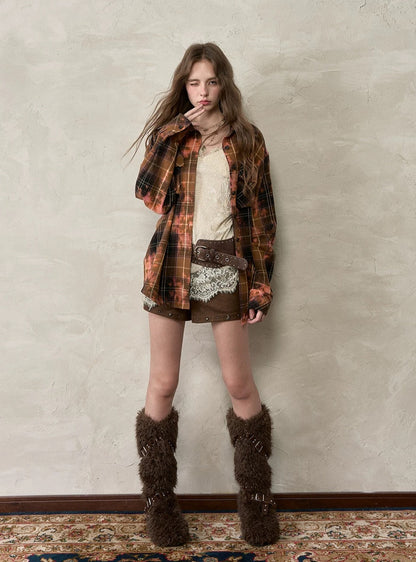 VIA PITTI VIACTP510 Loose rivet checkered shirt