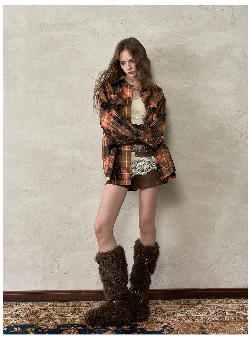 VIA PITTI VIACTP510 Loose rivet checkered shirt