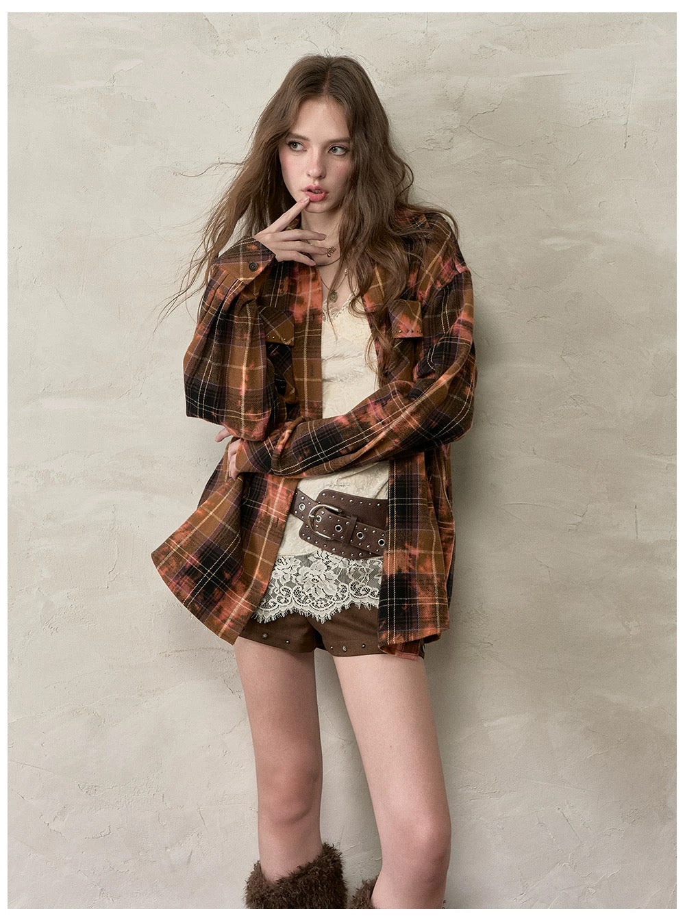 VIA PITTI VIACTP510 Loose rivet checkered shirt