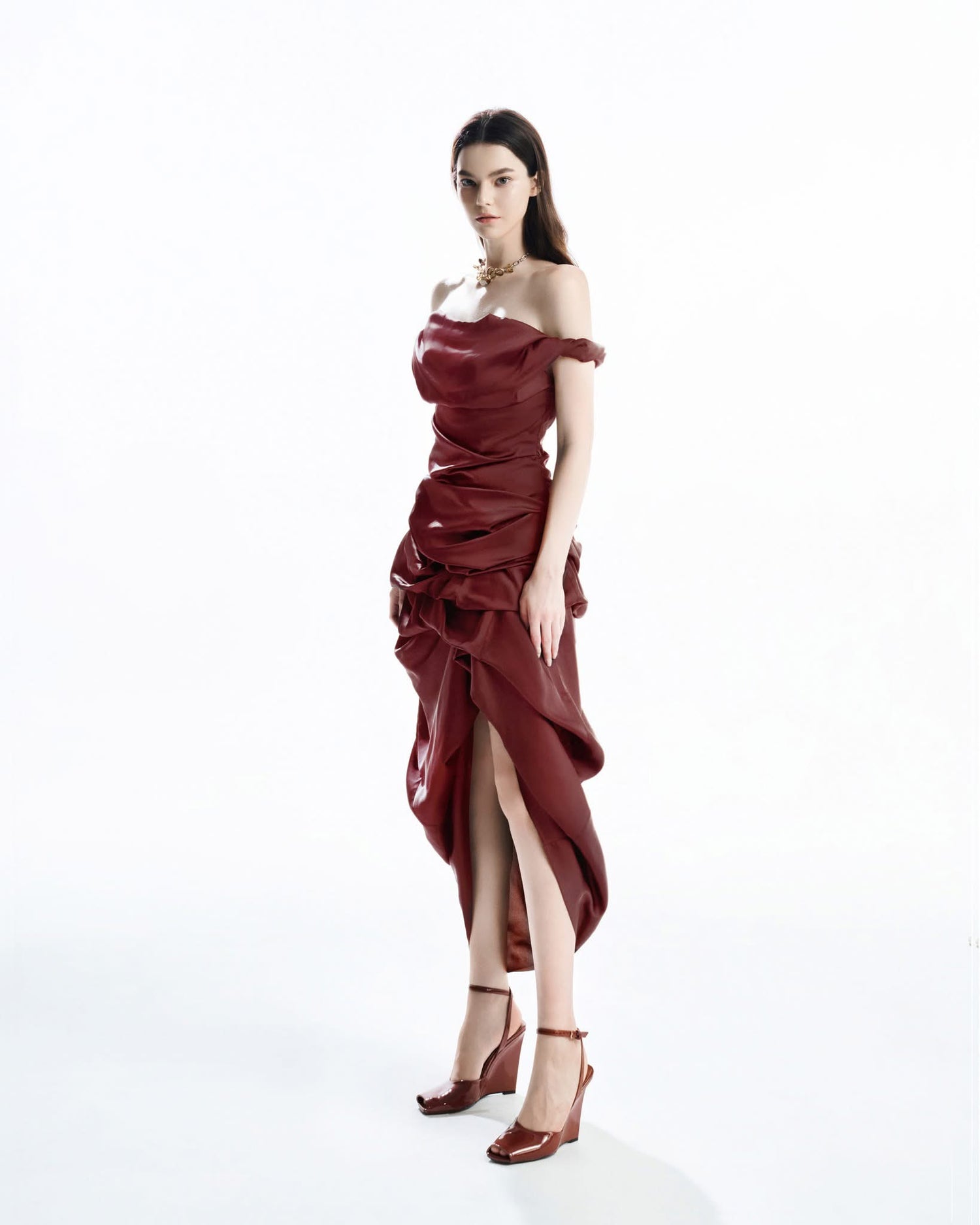 MUST HAVE Asymmetrical Wrap Top &amp; Flowing Midi Skirt (2color)
