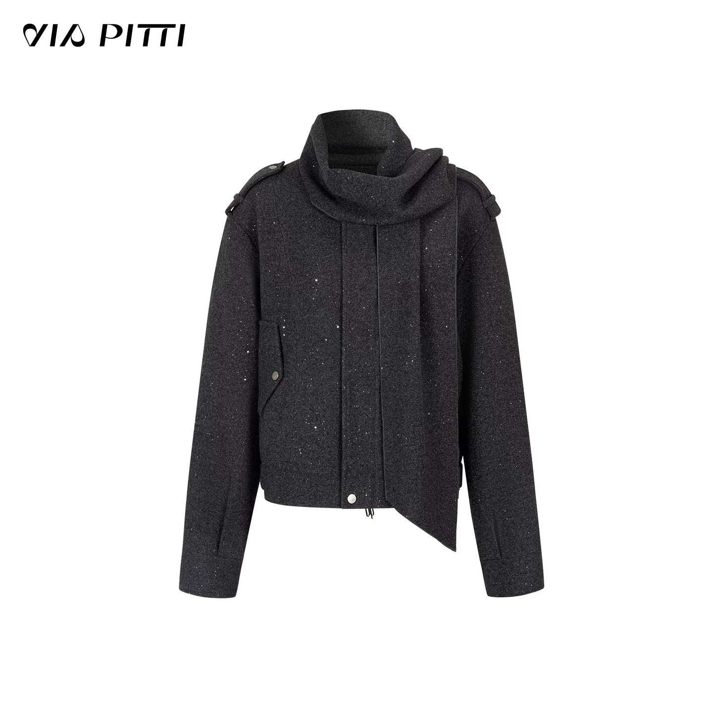VIA PITTI VIACC555&amp;VIACP560 Sparkling loose scarf jacket + mid-length pants