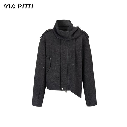 VIA PITTI VIACC555&amp;VIACP560 Sparkling loose scarf jacket + mid-length pants