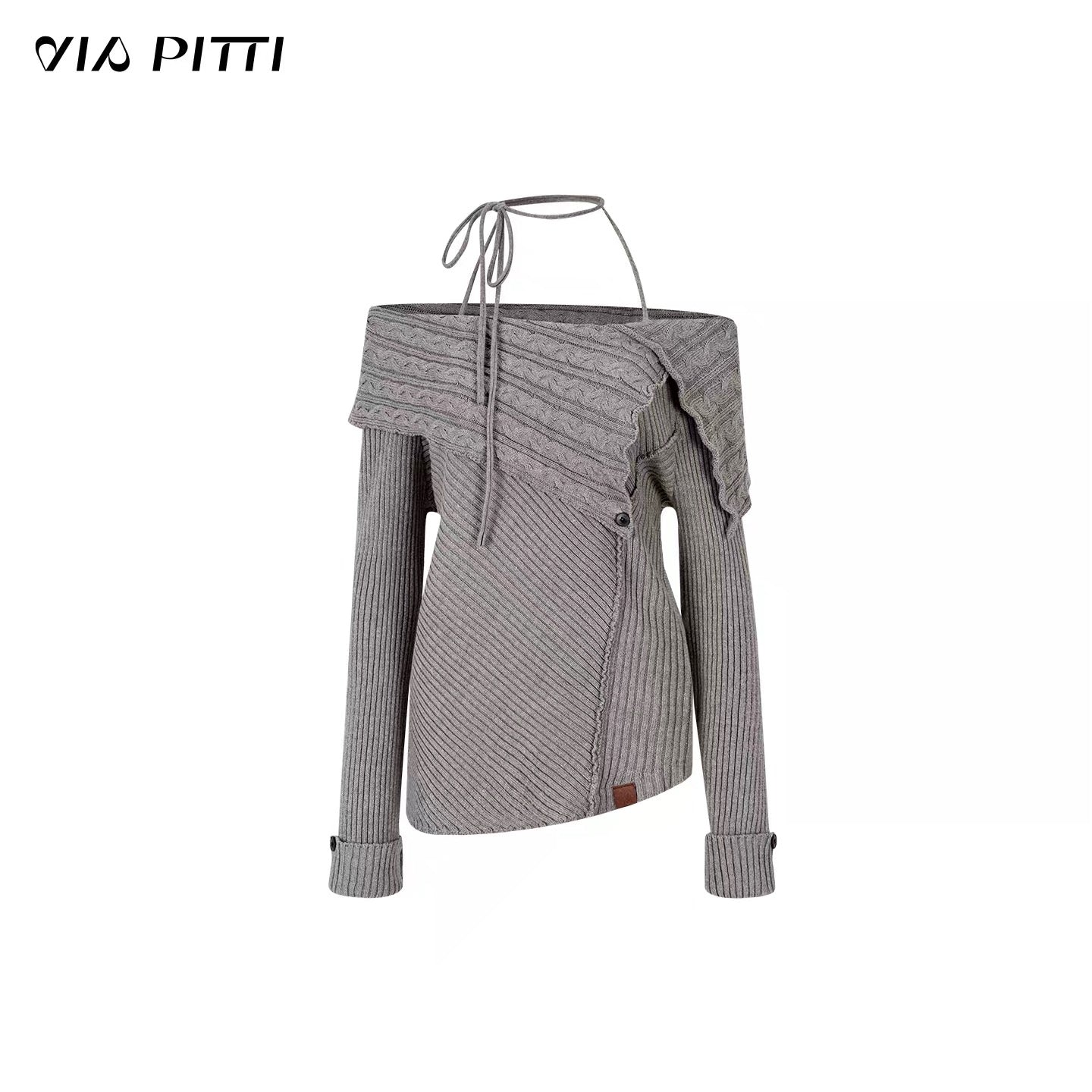 VIA PITTI VIADK574 Shoulder hanging neck tied sweater