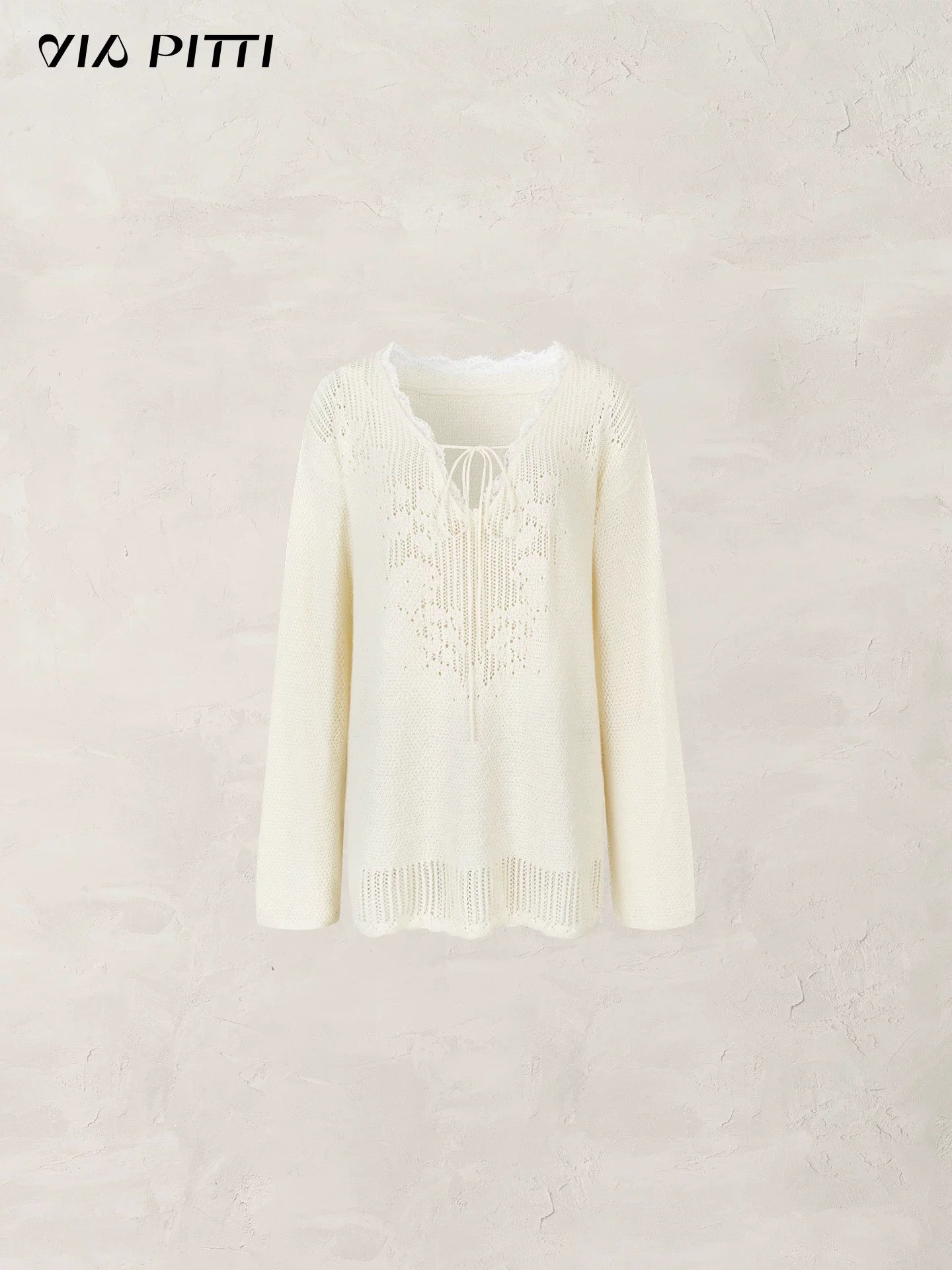 VIA PITTI VIADK565 Lace V-neck knitted shirt