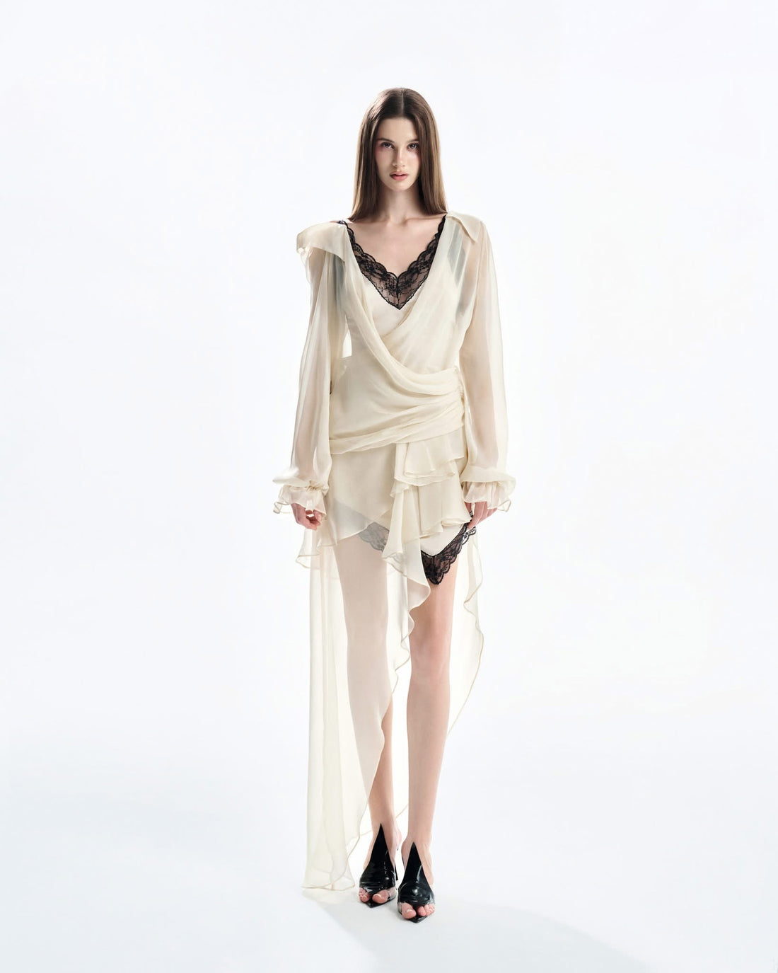 MUST HAVE Two-Tone V-neck Layered Wrap Dress