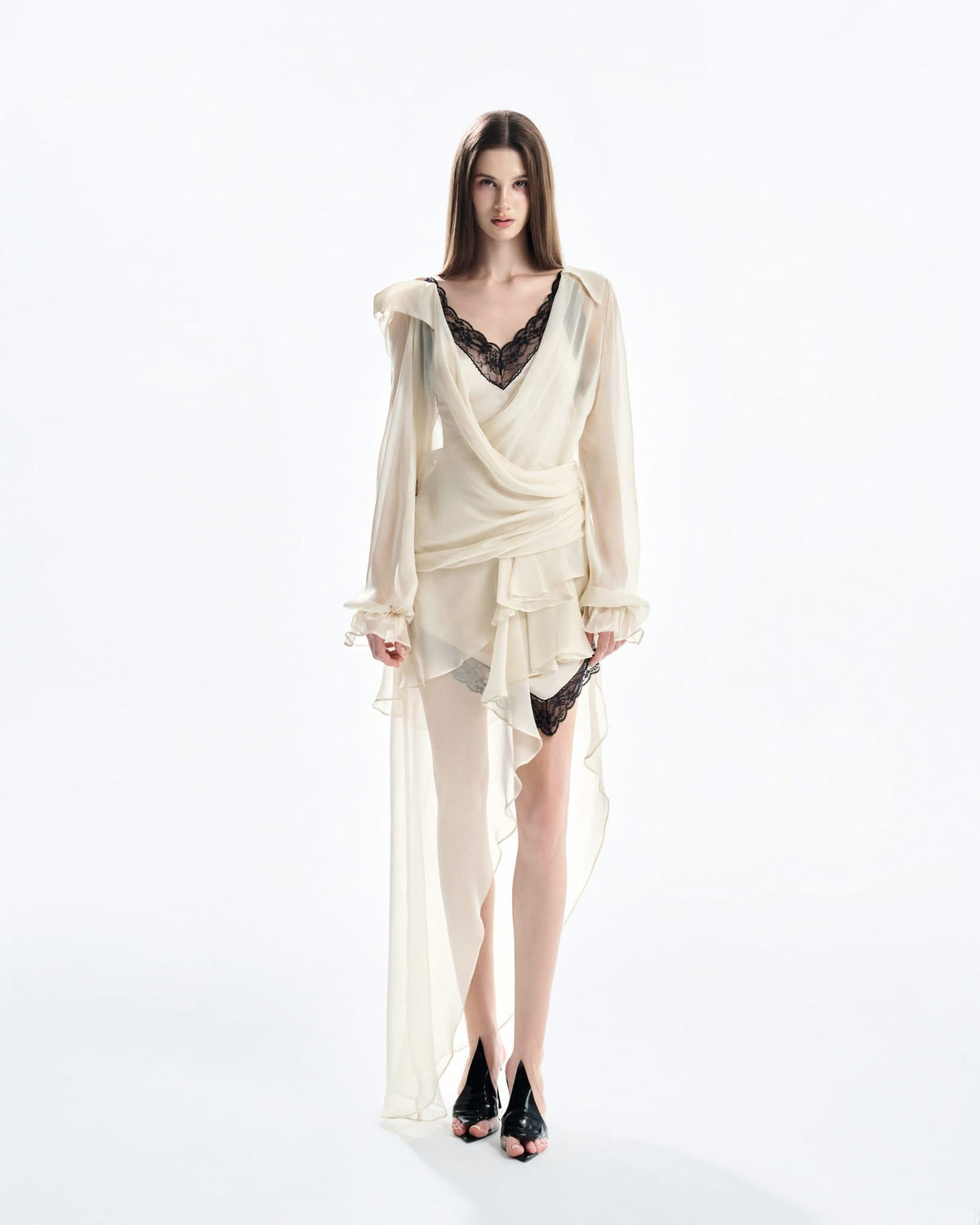 MUST HAVE Two-Tone V-neck Layered Wrap Dress
