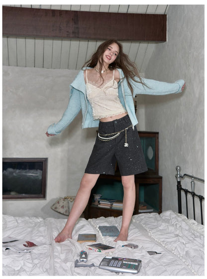 VIA PITTI VIADK607 Collar zipper knitted cardigan