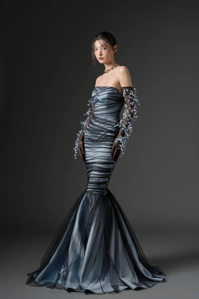 21SIX Hisan Tulle And Silk Dress (4color)