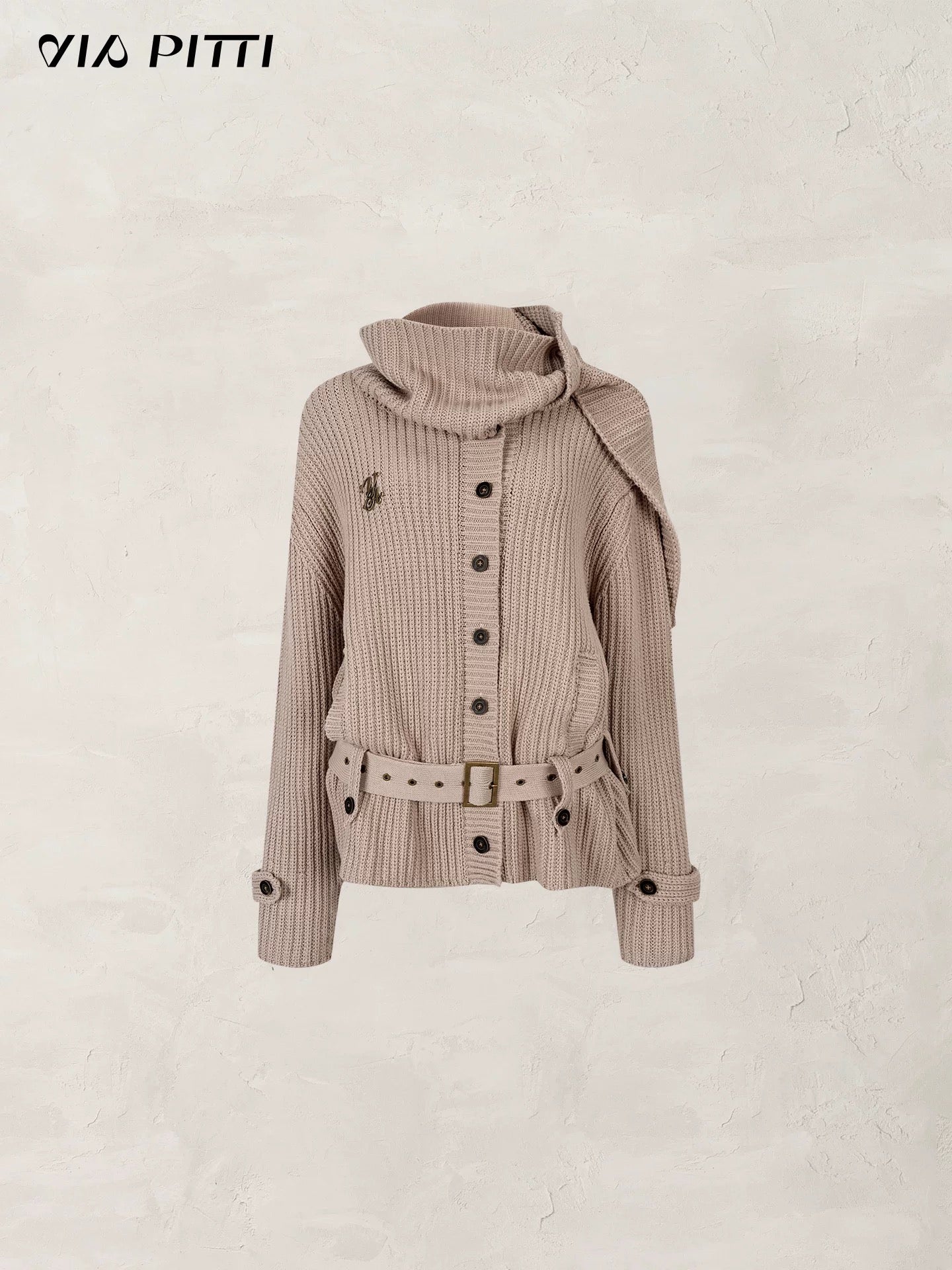 VIA PITTI VIADK604 Lazy style button sweater with scarf