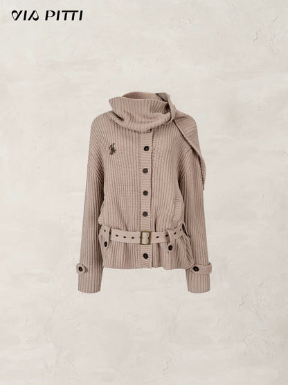 VIA PITTI VIADK604 Lazy style button sweater with scarf