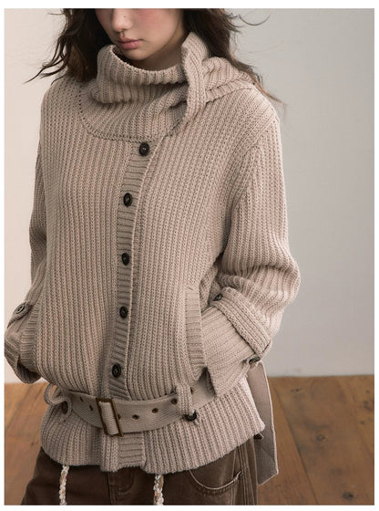 VIA PITTI VIADK604 Lazy style button sweater with scarf