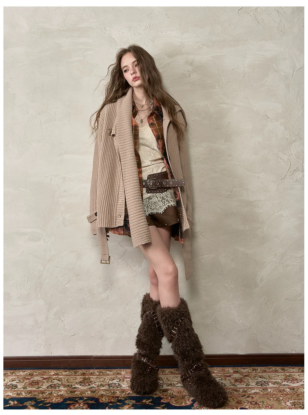 VIA PITTI VIADK604 Lazy style button sweater with scarf