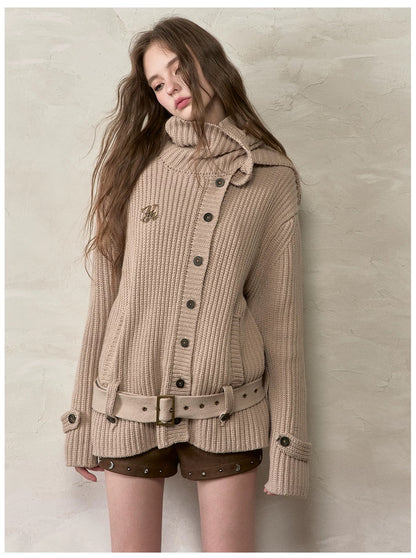 VIA PITTI VIADK604 Lazy style button sweater with scarf