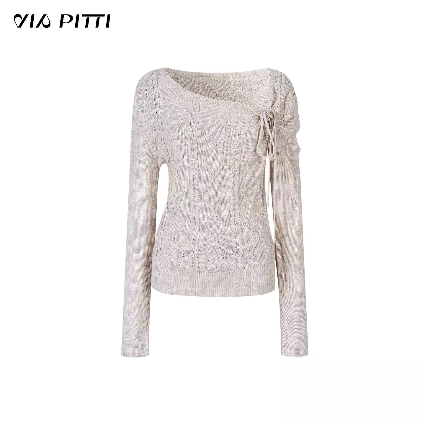 VIA PITTI VIADK566 Lace up long sleeved knitted sweater