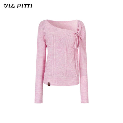 VIA PITTI VIADK566 Lace up long sleeved knitted sweater