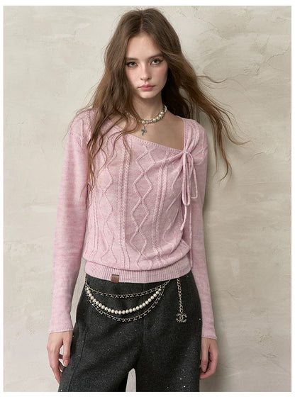 VIA PITTI VIADK566 Lace up long sleeved knitted sweater