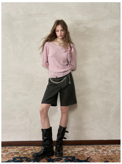 VIA PITTI VIADK566 Lace up long sleeved knitted sweater