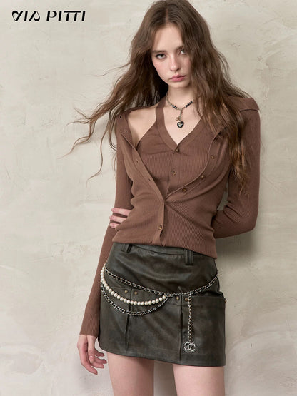 VIA PITTI VIADK593 Lace up long sleeved knitted sweater