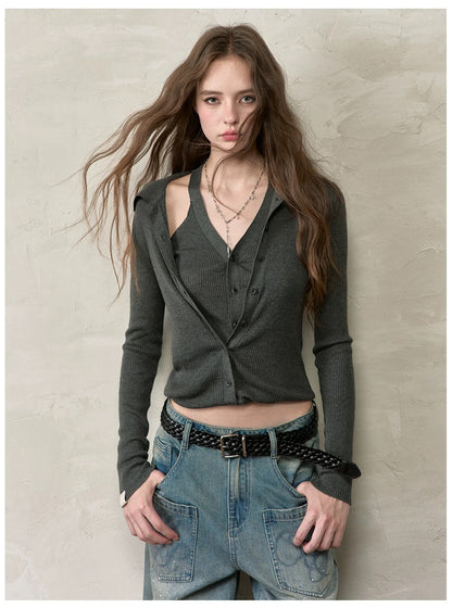 VIA PITTI VIADK593 Lace up long sleeved knitted sweater