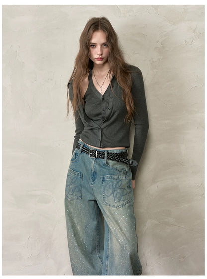 VIA PITTI VIADK593 Lace up long sleeved knitted sweater