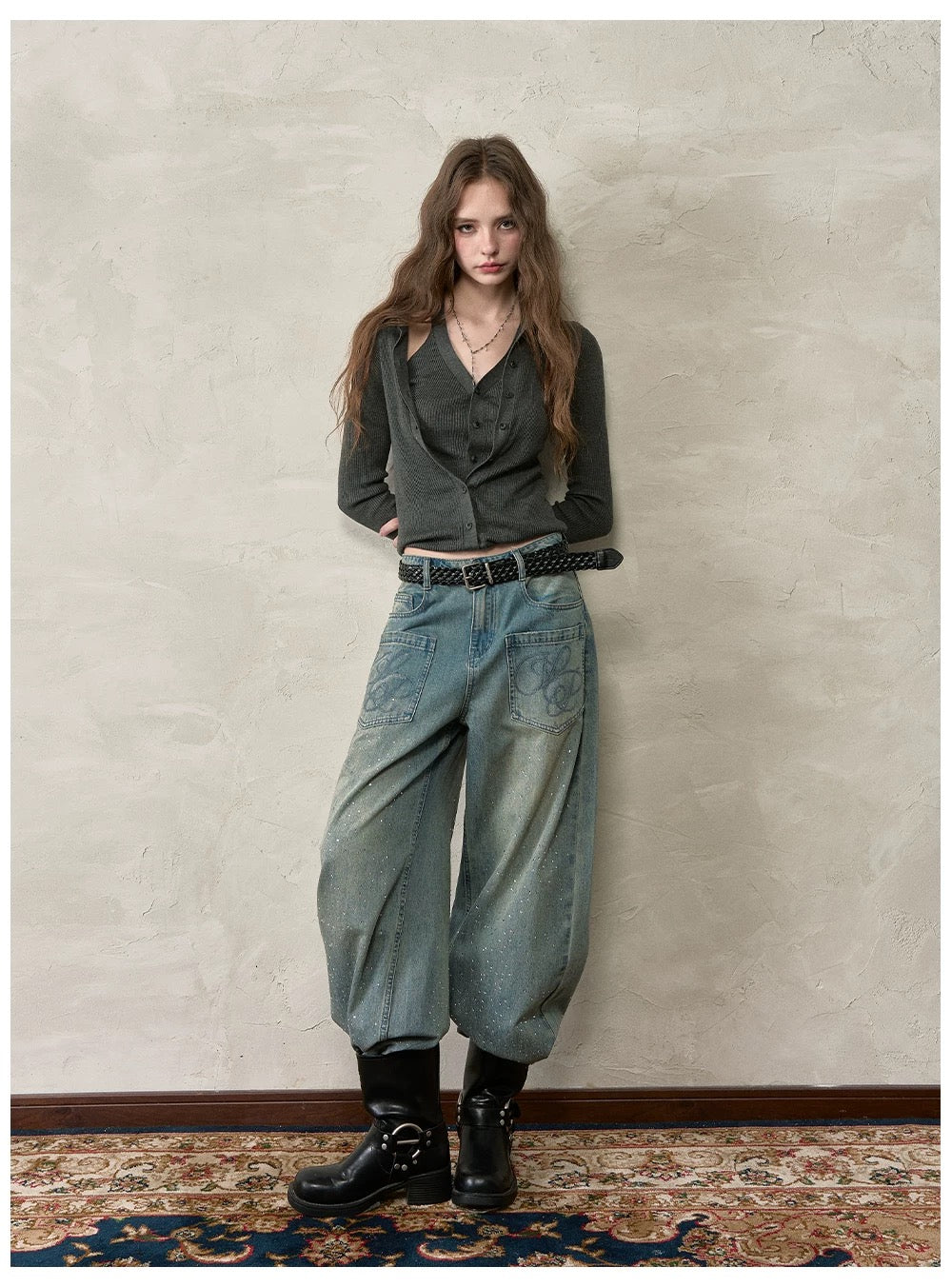 VIA PITTI VIADK593 Lace up long sleeved knitted sweater