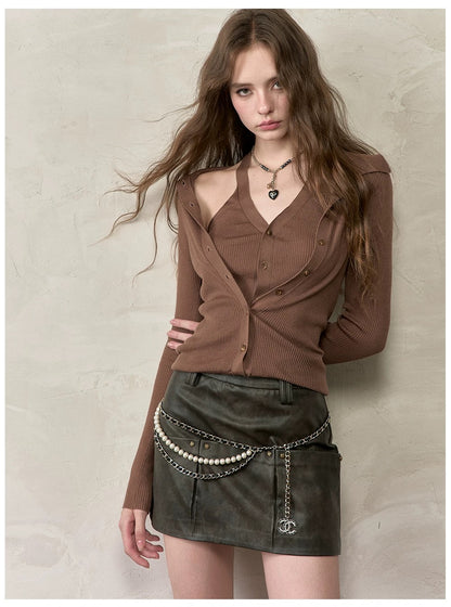 VIA PITTI VIADK593 Lace up long sleeved knitted sweater