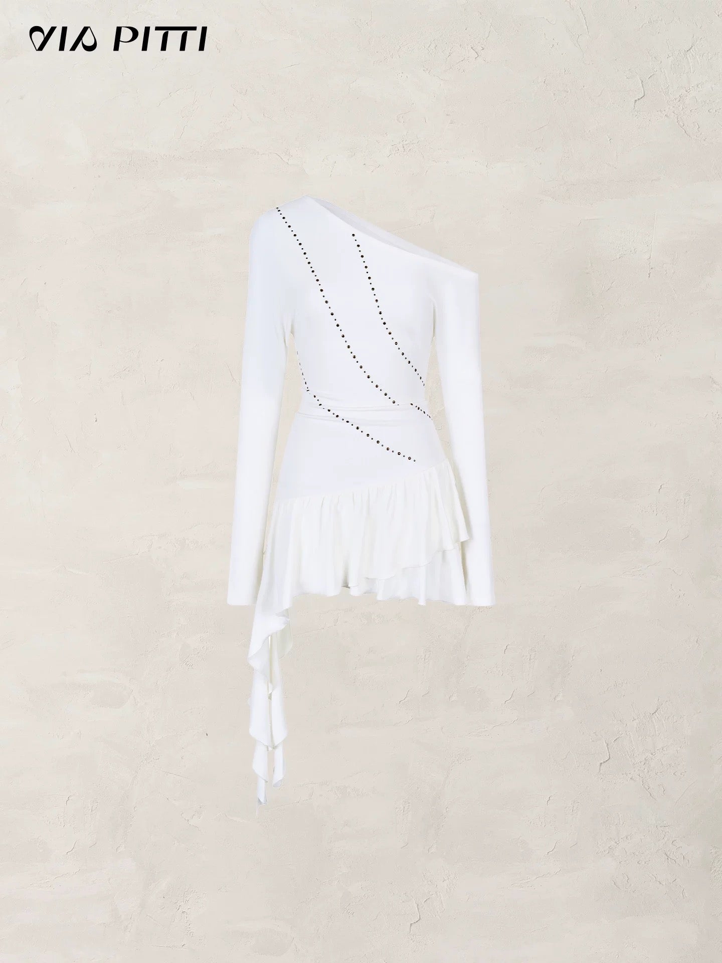 VIA PITTI VIACD549 Off shoulder rivet slim fit top