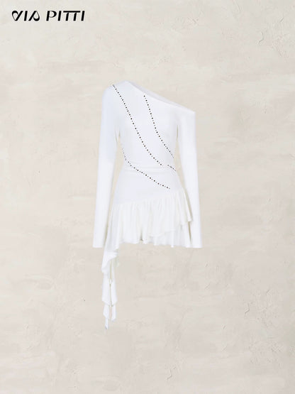 VIA PITTI VIACD549 Off shoulder rivet slim fit top